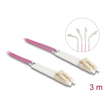 Delock Optical Fiber Cable LC Duplex to LC Duplex Multi-mode OM4 angled 3 m