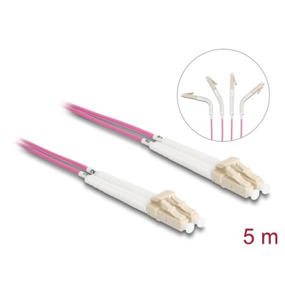 Delock Optical Fiber Cable LC Duplex to LC Duplex Multi-mode OM4 angled 5 m