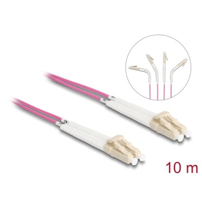 Delock Optical Fiber Cable LC Duplex to LC Duplex Multi-mode OM4 angled 10 m