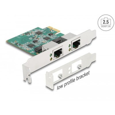 Delock PCI Express x1 Network Card 2.5 Gigabit LAN 2 x RJ45 RTL8125