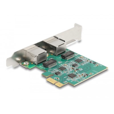 Delock PCI Express x1 Network Card 2.5 Gigabit LAN 2 x RJ45 RTL8125 2