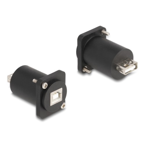 Delock D-Type Module USB 2.0 Type-B female to Type-A female with screws black