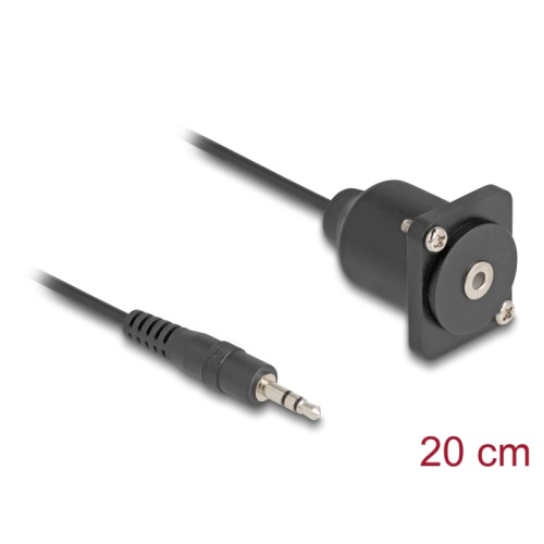 Delock D-Type Cable 3.5 mm 3 pin Stereo jack male to female black 20 cm