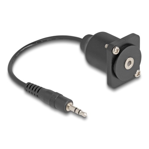 Delock D-Type Cable 3.5 mm 3 pin Stereo jack male to female black 20 cm