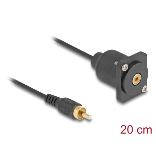 Delock D-Type Cable RCA male to female black 20 cm
