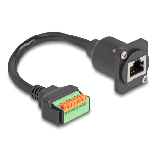 Delock D-Type Cable RJ45 jack to Terminal Block with push button Cat.5e black 30 cm