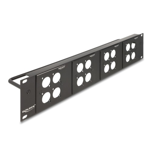Delock D-Type 19″ Patch Panel with 4 D-Type plates 86 x 86 mm and 4 ports 2U black