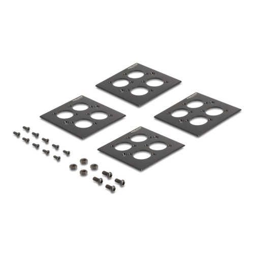 Delock D-Type 19″ Patch Panel with 4 D-Type plates 86 x 86 mm and 4 ports 2U black