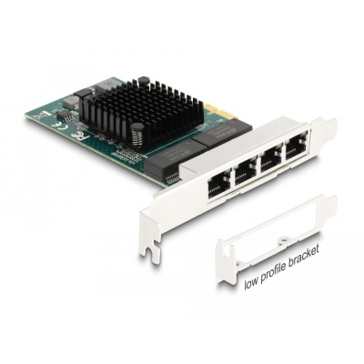 Delock PCI Express x1 Network Card Gigabit LAN 4 x RJ45 BCM