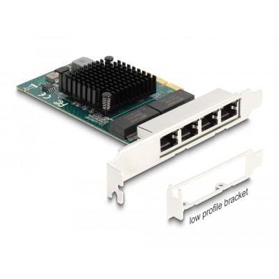 Delock PCI Express x4 Network Card Gigabit LAN 4 x RJ45 BCM