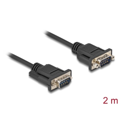 Delock Serial Cable RS-232 D-Sub9 male to male with narrow plug housing 2 m