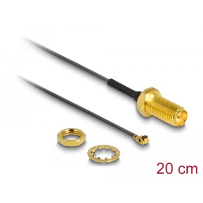 Delock Antenna Cable RP-SMA jack bulkhead to I-PEX Inc., MHF® I plug 1.13 20 cm thread length 10 mm 6 GHz