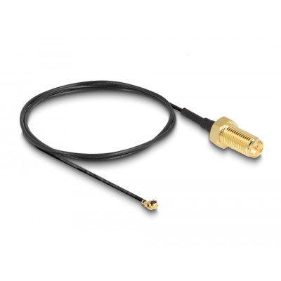 Delock Antenna Cable RP-SMA jack bulkhead to I-PEX Inc., MHF® I plug 1.13 50 cm thread length 10 mm 2