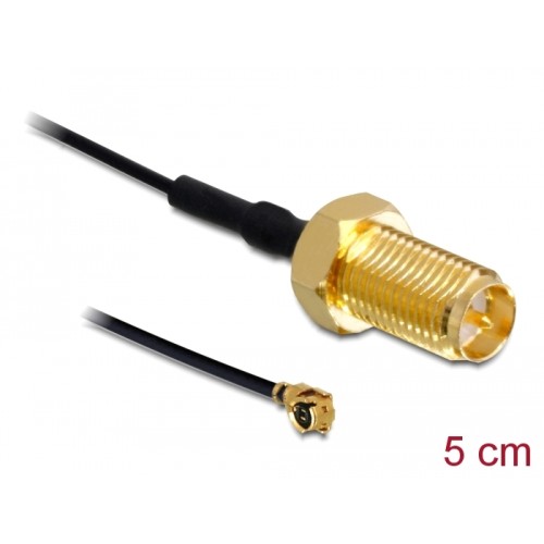 Delock Antenna Cable RP-SMA jack bulkhead to I-PEX Inc., MHF® I plug 1.13 5 cm thread length 10 mm