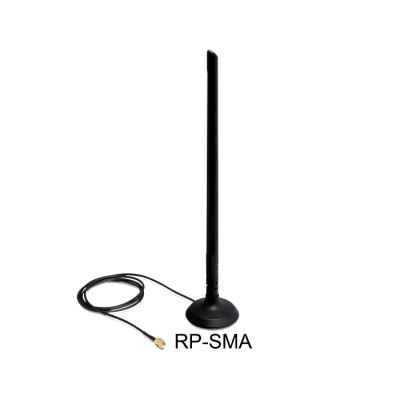 Delock WLAN 802.11 b/g/n Antenna RP-SMA 6.5 dBi Omnidirectional Joint With Magnetic Stand