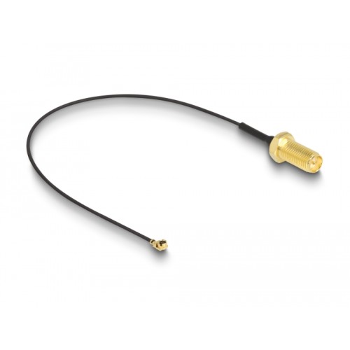 Delock Antenna Cable RP-SMA jack bulkhead to I-PEX Inc., MHF® I plug 1.13 20 cm thread length 10 mm