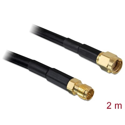 Delock Antenna Cable RP-SMA Plug  RP-SMA Jack CFD/RF200 2 m Low Loss