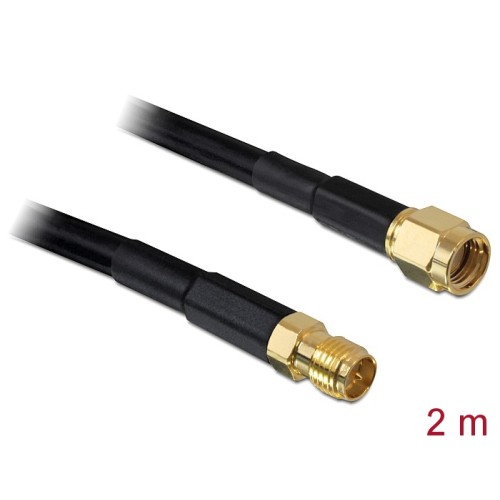 Delock Antenna Cable RP-SMA Plug  RP-SMA Jack CFD/RF200 2 m Low Loss