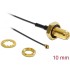 Delock Antenna Cable RP-SMA jack bulkhead to I-PEX Inc., MHF® I plug 1.13 10 cm thread length 10 mm splash proof