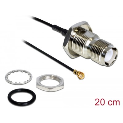 Delock Antenna Cable RP-TNC jack bulkhead to MHF® I plug 1.37 20 cm splash proof