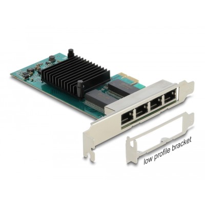Delock PCI Express x1 Network Card Gigabit LAN 4 x RJ45 i350