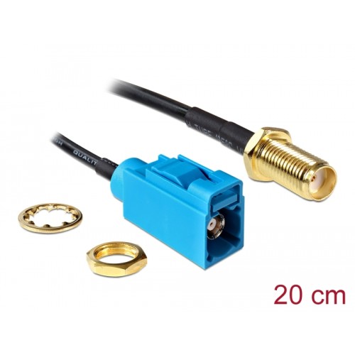 Delock Antenna Cable FAKRA Z jack  SMA jack bulkhead RG-174 20 cm