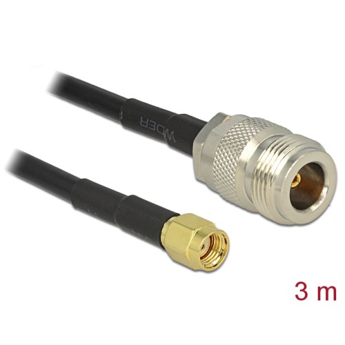 Delock Antenna cable RP-SMA plug > N jack LMR195 3 m