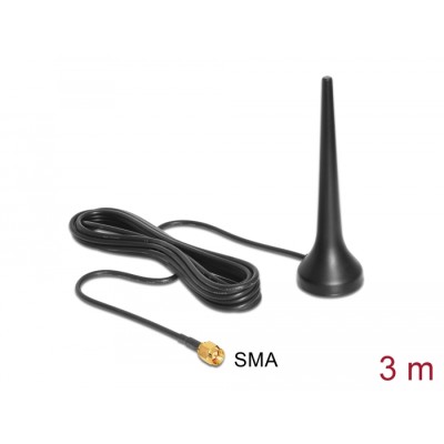 Delock GSM UMTS Sixband Antenna SMA 0 dBi omnidirectional with magnetic base fixed black