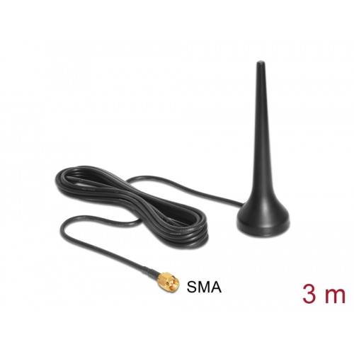 Delock GSM UMTS Sixband Antenna SMA 0 dBi omnidirectional with magnetic base fixed black