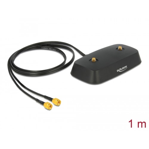 Delock Antenna Base SMA plug  SMA Jack LTE MIMO 1 m black low loss