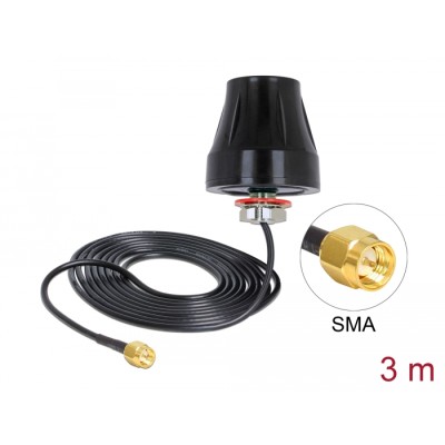 Delock LTE Antenna SMA 2 dBi 3 m RG-174 omnidirectional black outdoor
