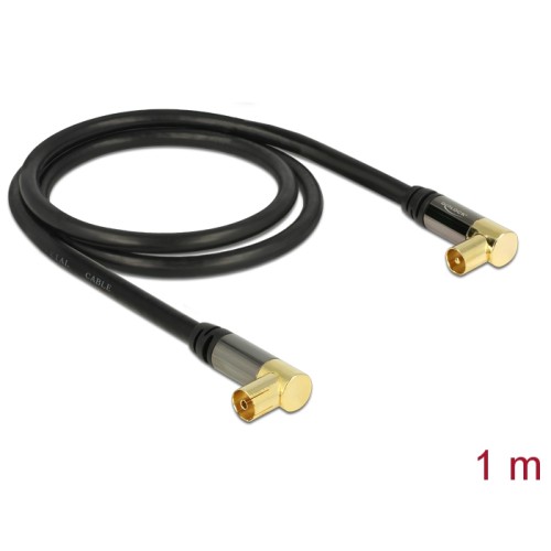 Delock Antenna Cable IEC Plug Angled  IEC Jack Angled RG-6/U 1 m black