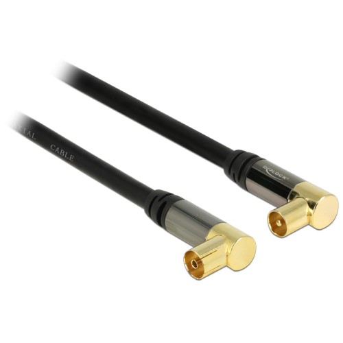 Delock Antenna Cable IEC Plug Angled  IEC Jack Angled RG-6/U 1 m black