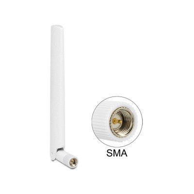 Delock LTE Antenne SMA plug 1 - 2,5 dBi omnidirectional with flexible joint white