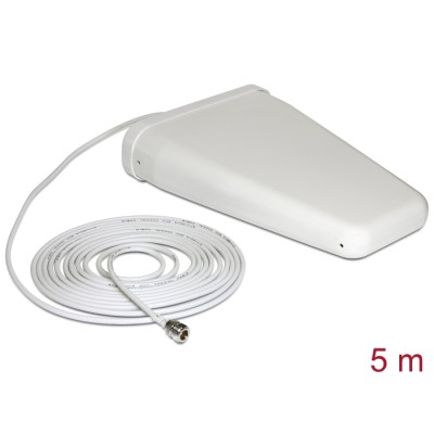 Delock LTE Band 20/1/3/7 Antenna N Jack 8 ~ 9 dBi 5.0 m RG-58 directional white outdoor