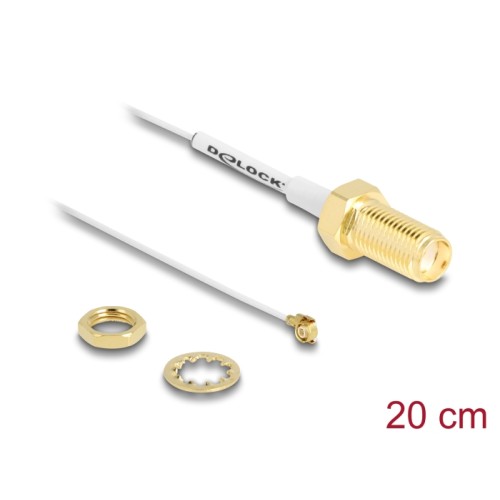 Delock Antenna Cable SMA jack bulkhead to MHF® III plug 0.81 20 cm thread length 10 mm