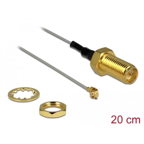 Delock Antenna Cable RP-SMA jack bulkhead to I-PEX Inc., MHF® III plug 0.81 20 cm thread length 10 mm
