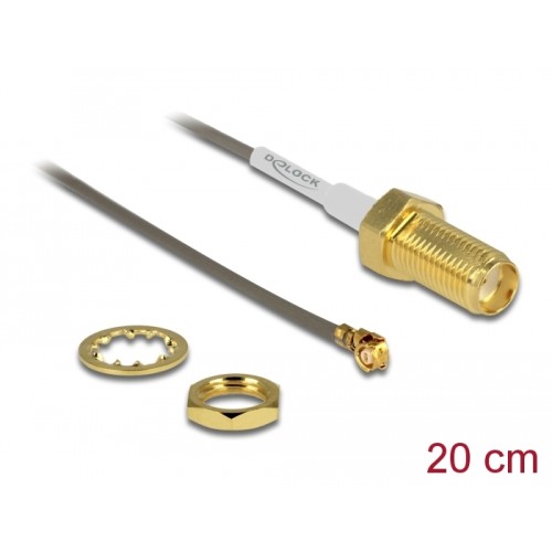Delock Antenna Cable SMA jack bulkhead to I-PEX Inc., MHF® I plug 1.37 20 cm thread length 10 mm