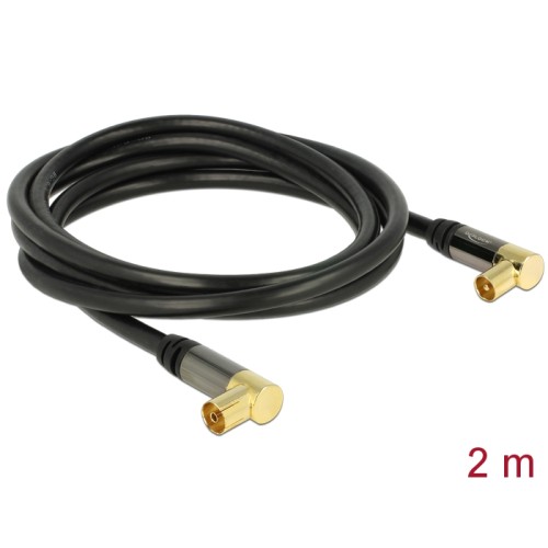 Delock Antenna Cable IEC Plug Angled  IEC Jack Angled RG-6/U 2 m black