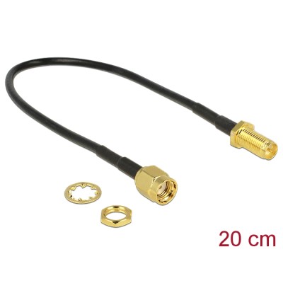 Delock Antenna Cable RP-SMA Plug  RP-SMA Jack Bulkhead 200 mm 2