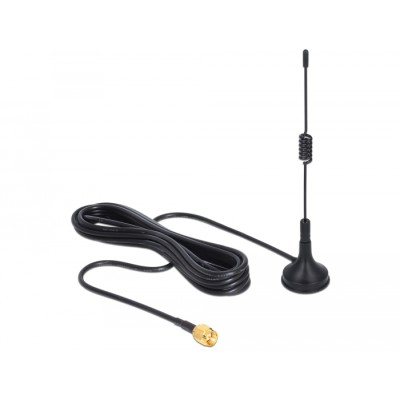 Delock ISM 433 MHz Antenna SMA 3 dBi omnidirectional fixed magnetic base black
