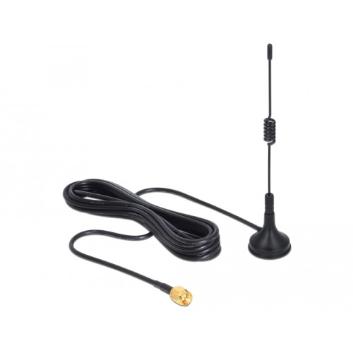 Delock ISM 433 MHz Antenna SMA 3 dBi omnidirectional fixed magnetic base black