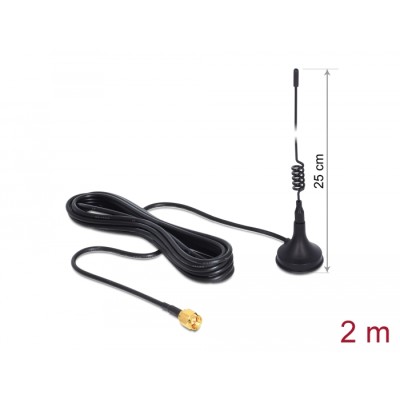 Delock GSM / UMTS Antenna SMA Plug 3 dBi omnidirectional fixed magnetic base black