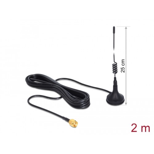 Delock GSM / UMTS Antenna SMA Plug 3 dBi omnidirectional fixed magnetic base black