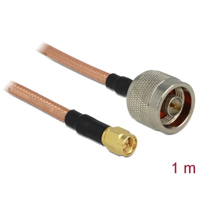 Delock Antenna Cable N Plug  SMA Plug RG-142 1 m low loss