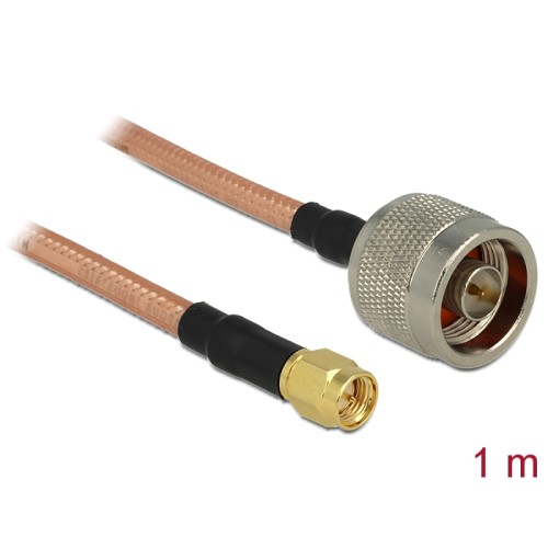 Delock Antenna Cable N Plug  SMA Plug RG-142 1 m low loss