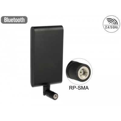 Delock WLAN 802.11 ac/a/h/b/g/n Antenna RP-SMA plug 7.5 - 10 dBi directional with tilt joint black