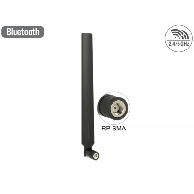 Delock WLAN 802.11 ac/a/h/b/g/n Antenna RP-SMA plug 5 - 7 dBi omnidirectional rotatable with tilt joint black