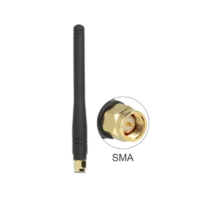 Delock ISM 433 MHz Antenna SMA 2.5 dBi Omnidirectional Flexible Rubber Black