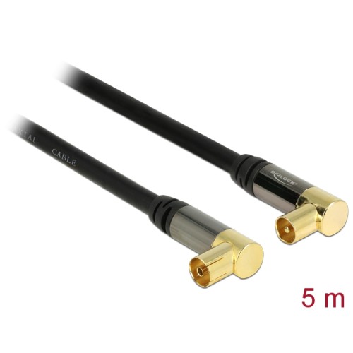 Delock Antenna Cable IEC Plug Angled  IEC Jack Angled RG-6/U 5 m black